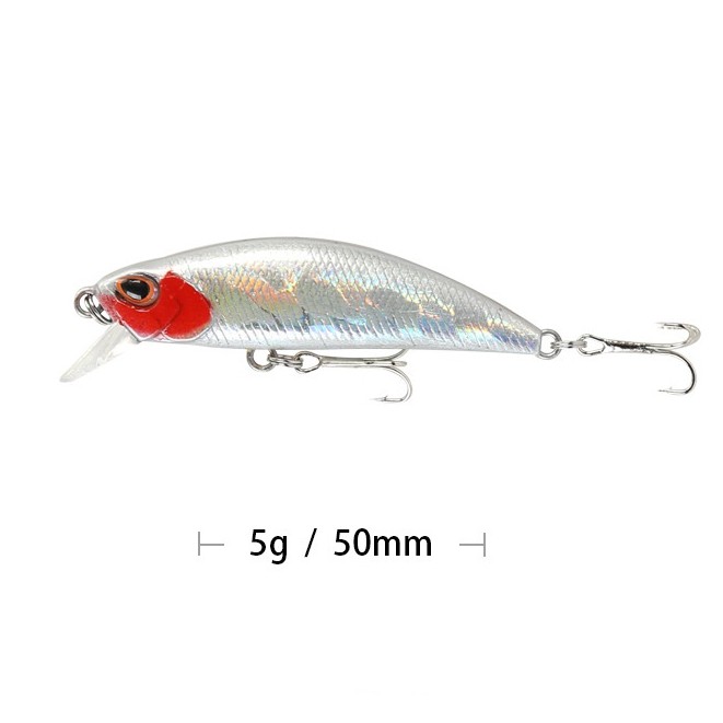 SYFishing 1Pcs 50mm 5g Umpan Pancing Buatan Bentuk Ikan Kecil Mata 3d Bahan Keras Ukuran Fishing Lure