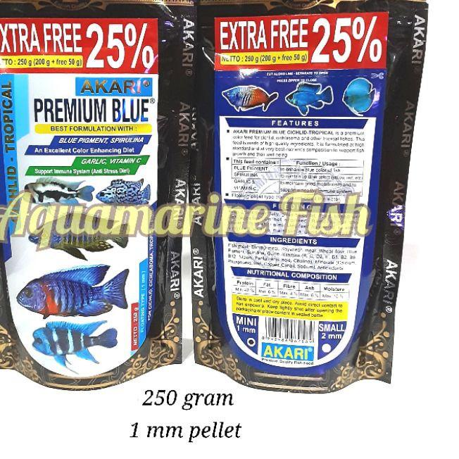 Akari Premium Blue Cichlid 250gr with Spirulina Blue Pigment Pelet Ikan Oscar Channa Discus Aquamari