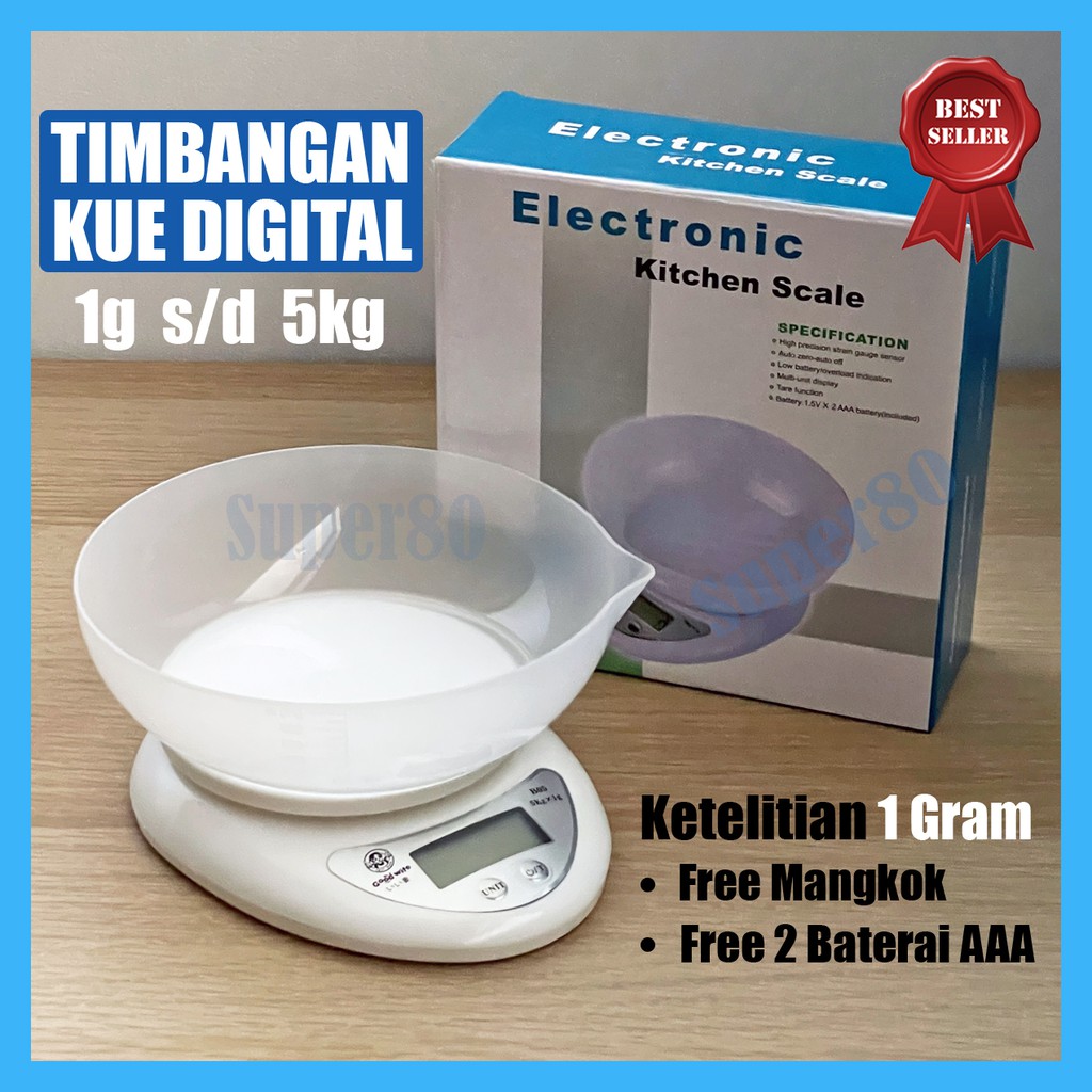 Timbangan Dapur Digital 5kg Mangkok Bahan Kue Masak Electronic Kitchen Scale 5 kilo kg