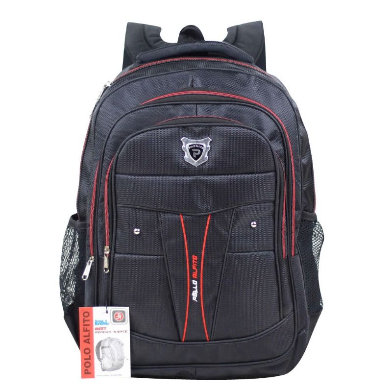 POLO Alfito Azka Ransel Hitam List Merah