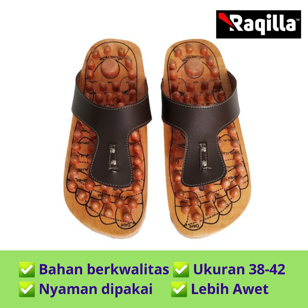 Sandal Kesehatan Refleksi Kayu Premium selipar kayu Terapi Rematik Refleksi Murah