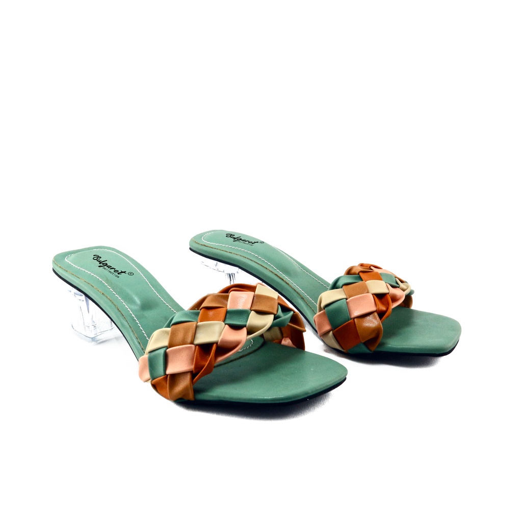 Chalondra - Sandal Heels Wanita Hak 4 Cm Original 100 %  Sandal Heels Wanita Kaca Ban 1 Kepang R 81