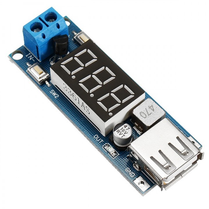 USB Charger LED Step Down Buck Converter Voltmeter Module