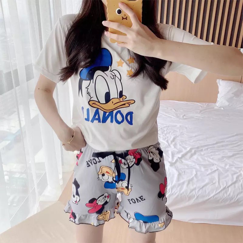 Baju tidur / piyama cewek / baju santai set wanita bahan import murah BTB0024 motif lucu renda