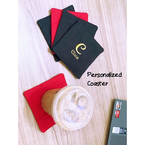 Fawn’G Handmade - Personalized Coaster Tatakan Gelas Bordir Nama