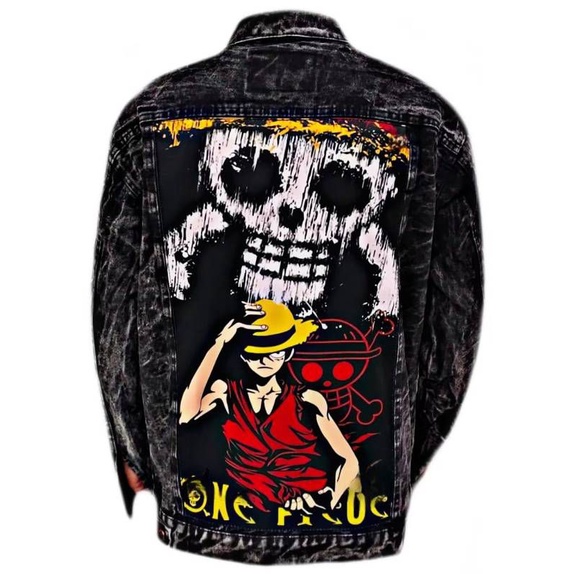 Jaket Jeans Denim Sandwash Black Motif One Piece