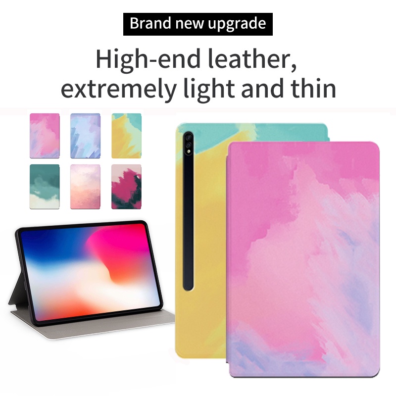 [Ready Stock] For Samsung Galaxy Tab S8+ S7+ S7 FE S8 Plus 12.4&quot; SM-X800 SM-X806 SM-T730 SM-T733 SM-T736B SM-T970 SM-T976B Tablet Case Fashion Watercolor Art Painting Flip Cover