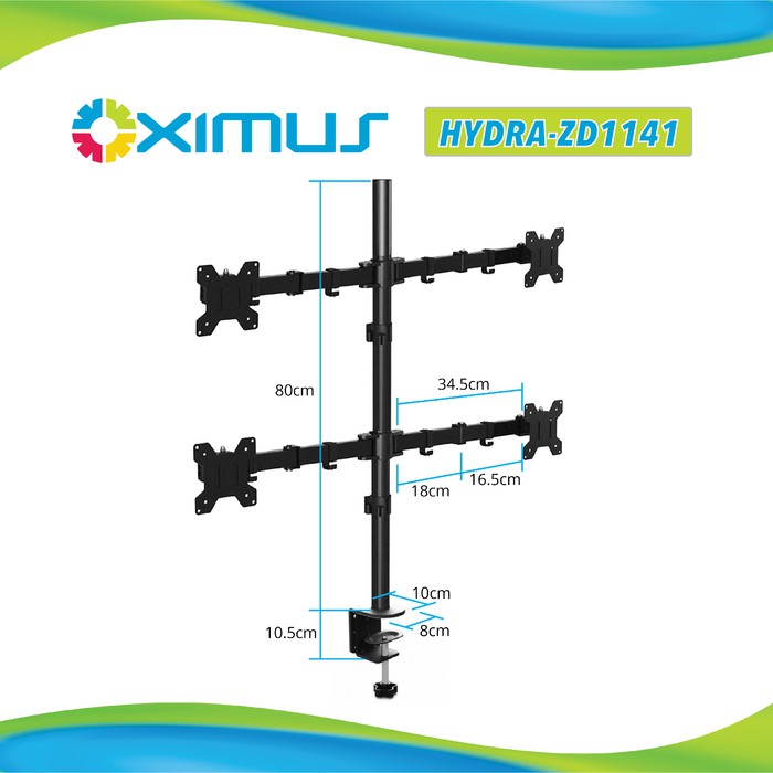 BRACKET MONITOR 13-27 in JEPIT di MEJA stand 4 ARM LENGAN ZD 1141 DESK LED LCD TV