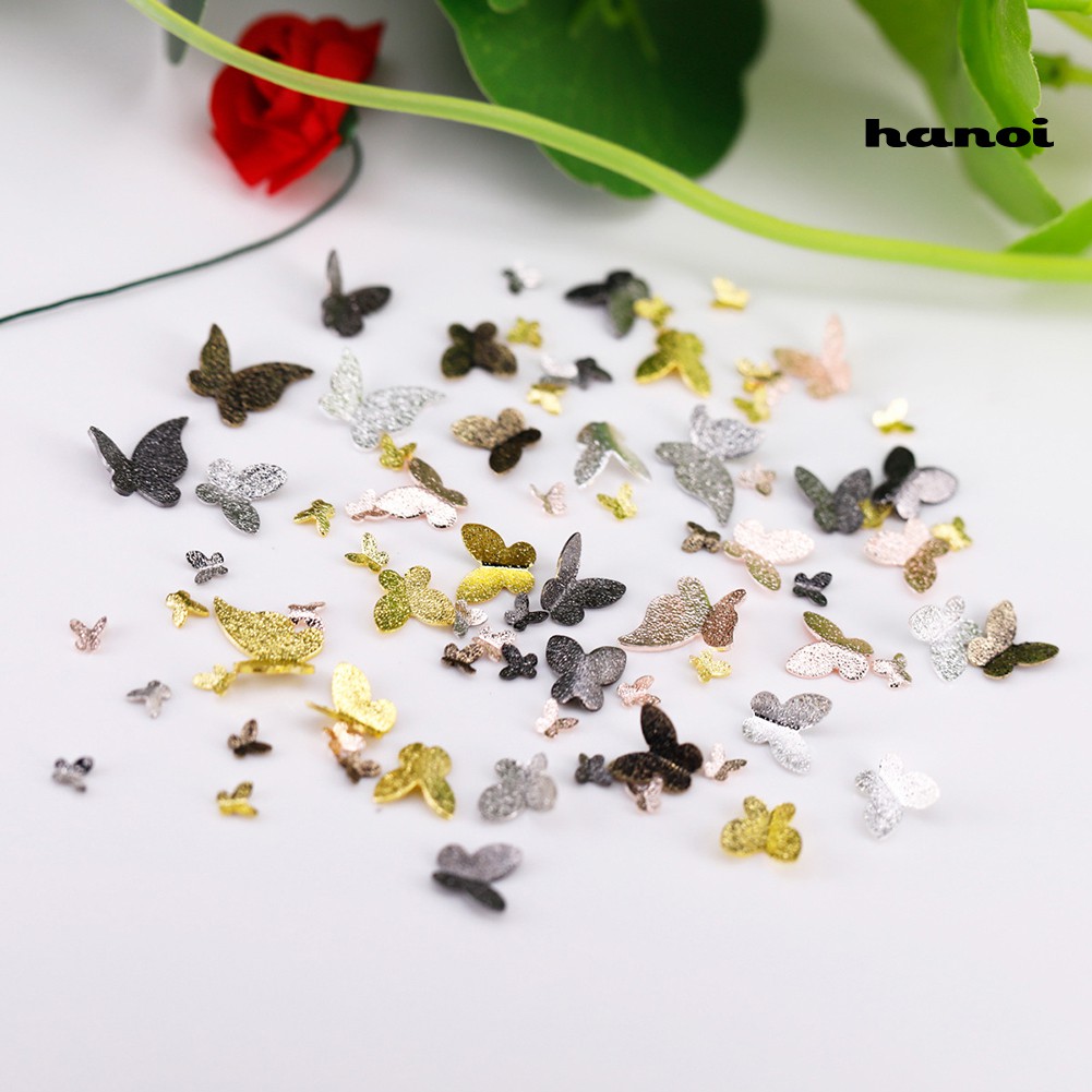 Hn 100pcs / Pak Ornamen Kupu-Kupu 3d Untuk Dekorasi Nail Art / Manicure