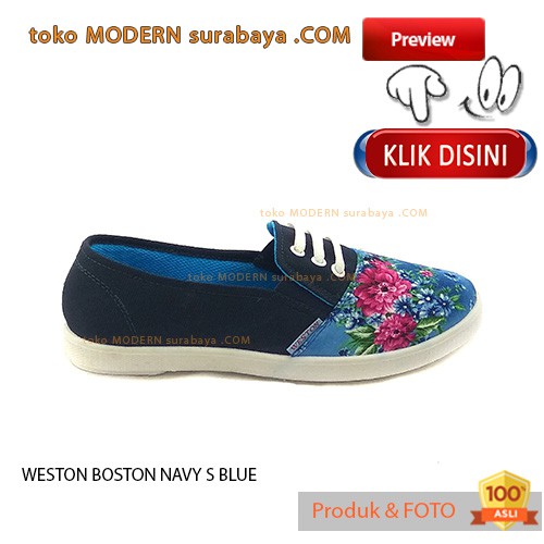 WESTON BOSTON NAVY S BLUE sepatu wanita slip on flat casual