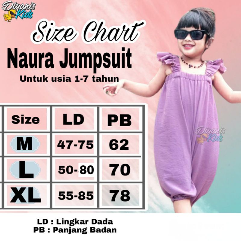 NAURA JUMPSUIT/OVERALL anak (usia 1-7 tahun)| jumpsuit baju setelan anak perempuan | jumpsuit baju bayi ori diyanis kids