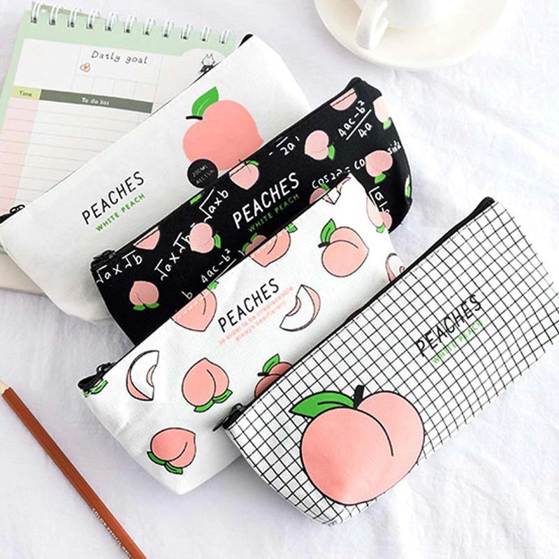 

INDORETAIL | Hot Sale Kawaii Peach Pensil Case Tahan Lama Sekolah Alat Tulis Estuches Chancery Pena