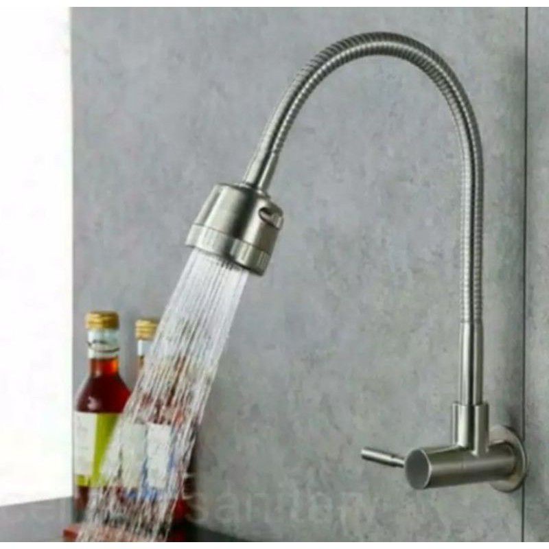 Kran sink flexible stainless ( tembok ) / Kran sink stainless tembok