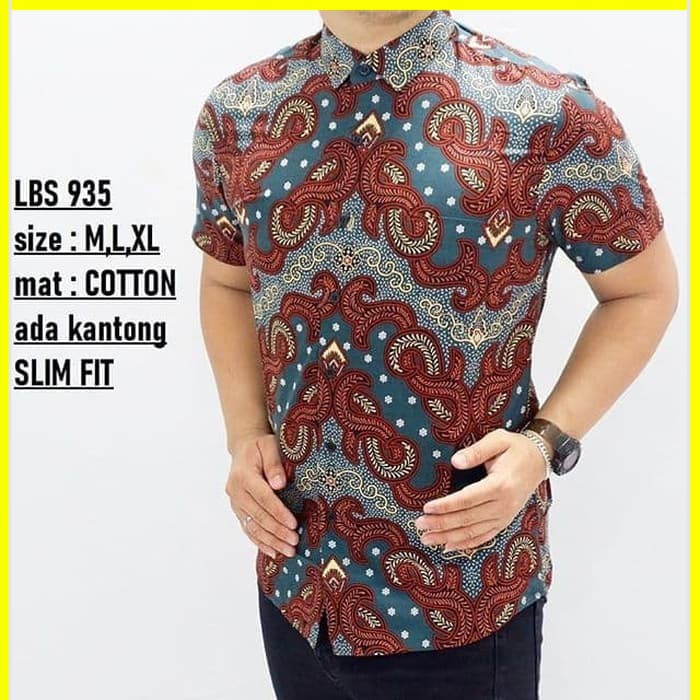 KEMEJA PRIA BATIK LENGAN PENDEK HEM BAHAN KATUN HALUS 40S LBS 935 MEWAH PREMIUM BAJU ELEGANT SIZE M L XL  SKU MS JAKARTA