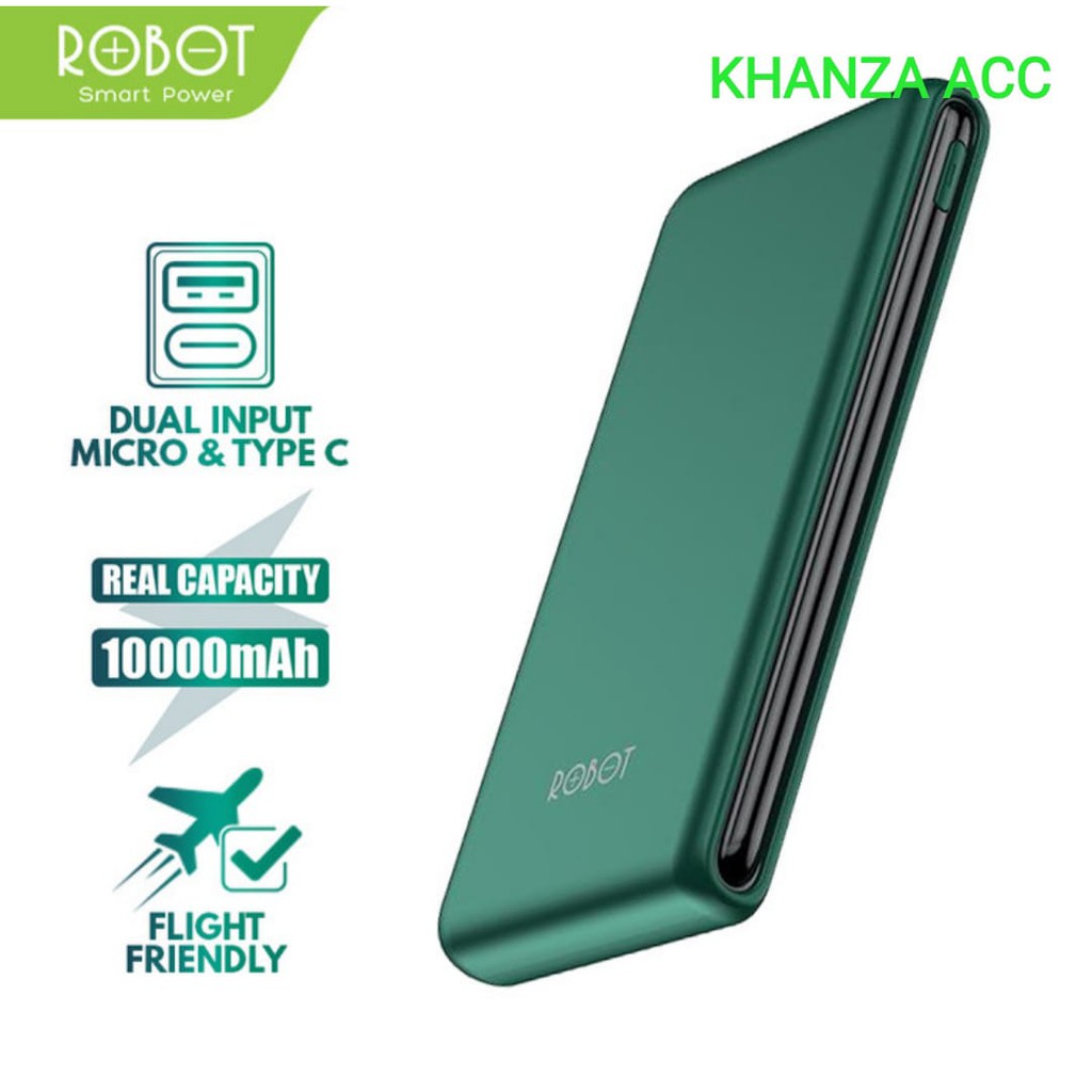 KHANZAACC ROBOT RT180 PowerBank 10000mAh Dual Input Port Type C &amp; Micro USB