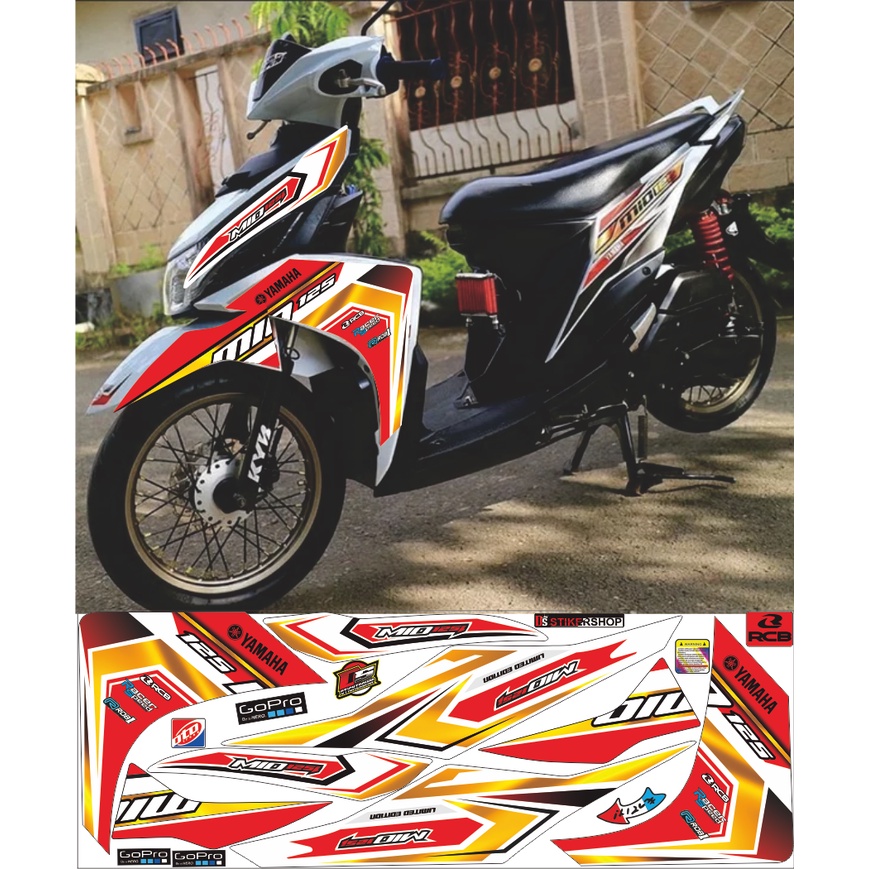 STRIPING MIO M3/MIO Z CONCEPT RACING WARNA PUTIH LIS MERAH GOLD