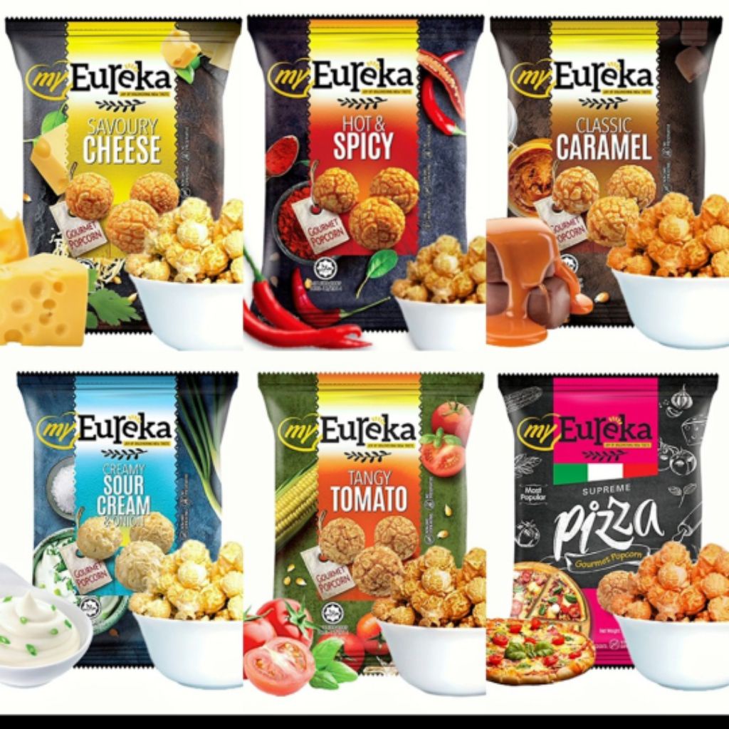 

Eureka Gourmet Popcorn Premium Pop Corn Classic Caramel BBQ Salted Egg Eureka Popcorn Malaysia
