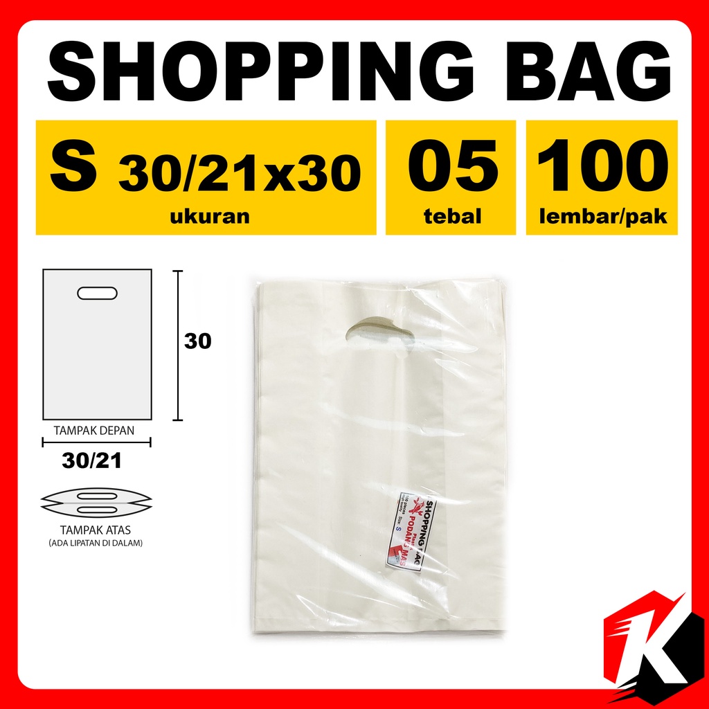 

Kantong belanja shopping bag lipat putih KECIL SMALL isi 100 lembar