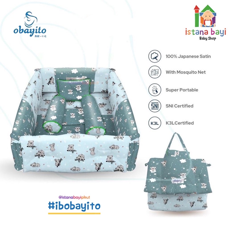 Obayito Baby Folding Bed ( Kasur Kolam ) Bahan Katun Satin Jepang / Double Layer Terbaik/ Obayito Kasur