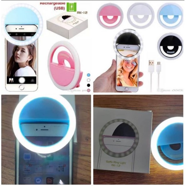 Ringlight ring lampu led selfie menyala pencerah mempercantik gambar foto video bulat kamera hp smartphone