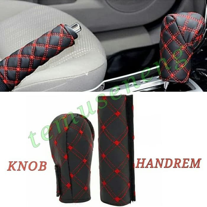 Set Sarung Gigi Knob Handrem Rem Tangan Mobil Cover Persnel Handbrake Gigi Manual Gear