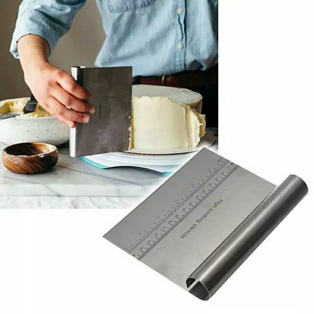 Scraper stainless Import penghalus buttercream paket dekorasi cuter spuit loyang alas adonan spatula