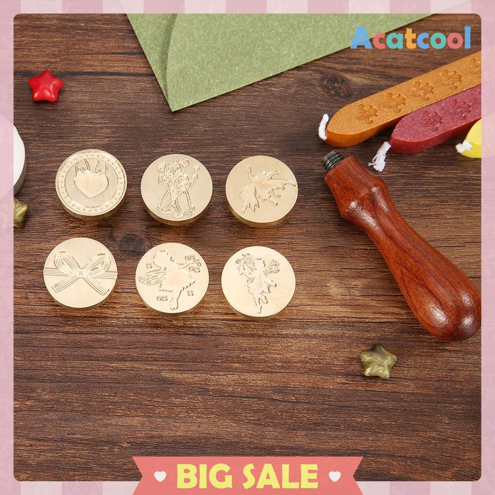 Stempel Segel Lilin Diy Gaya Retro Dengan Gagang Kayu Untuk Amplop Surat