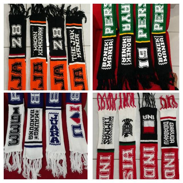 SYAL. RAJUT. BOLA PERSIB .PERSEBAYA. PERSIJA. AREMA. TIMNAS INDO DLL..12.500 MIN 10 pcs