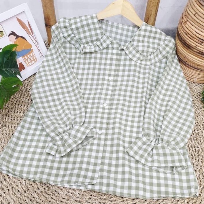 grosir_solo ||BLOUSE BALON_MIZU TARTAN CROP TARTAN SHIRT | BLOUSE KOTAK OVERSIZE | KEMEJA CROP TOP-5