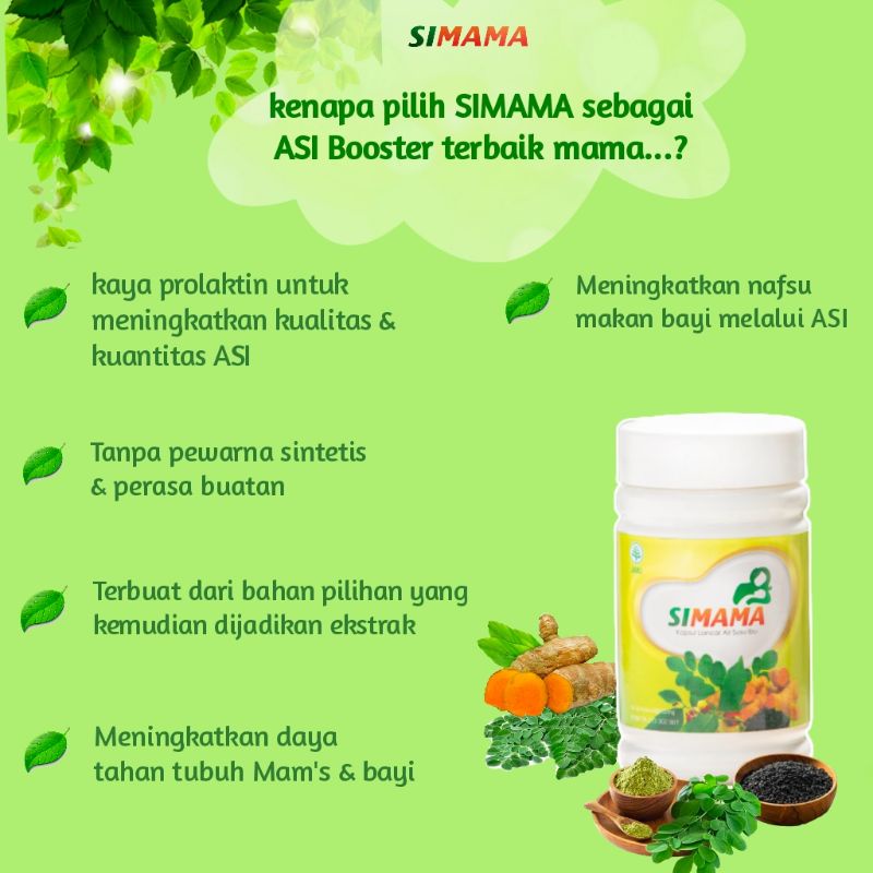 Simama Asi Booster Menyusui Ekstrak Daun Kelor ,Katuk 60 Kapsul