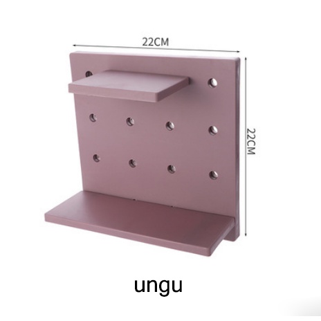 Rak Dinding Pegboard Organizer wall organizer Wall Shelf Tanpa Paku-Ungu