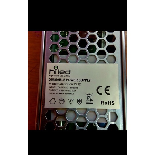 power supply dc 12vol 5amper merek HILED input ac 175-265vol adaptor dc