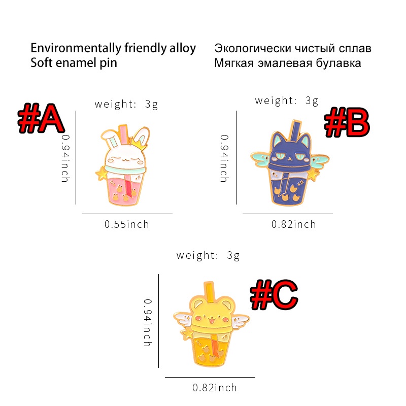 Bros Pin Enamel Bentuk Kartun Hewan Kelinci Kucing Beruang Untuk Hadiah Teman