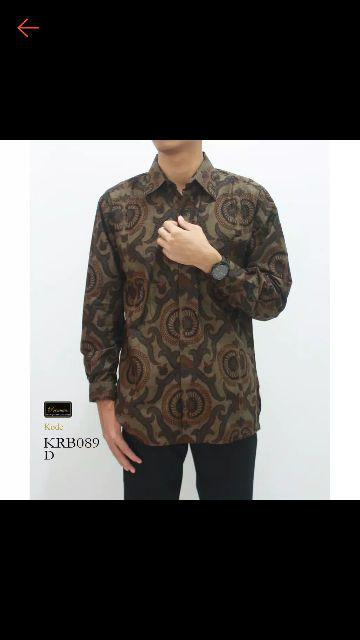 Risna Batik Krb192 B Kawung Kemeja Batik Pria Lengan Panjang Regular Fit