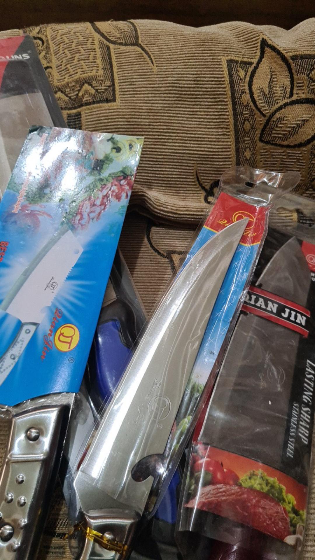 Pisau Dianjin Besar 7 / Pisau Gagang Hitam Stainless Super Tajam