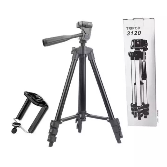 Tripod-Tongsis BLACK EDITION 3120 Tinggi 1METER - Tripod Untuk Hp dan Kamera Universal + Free Holder U+Tas-Tripod Universal All Smartphone