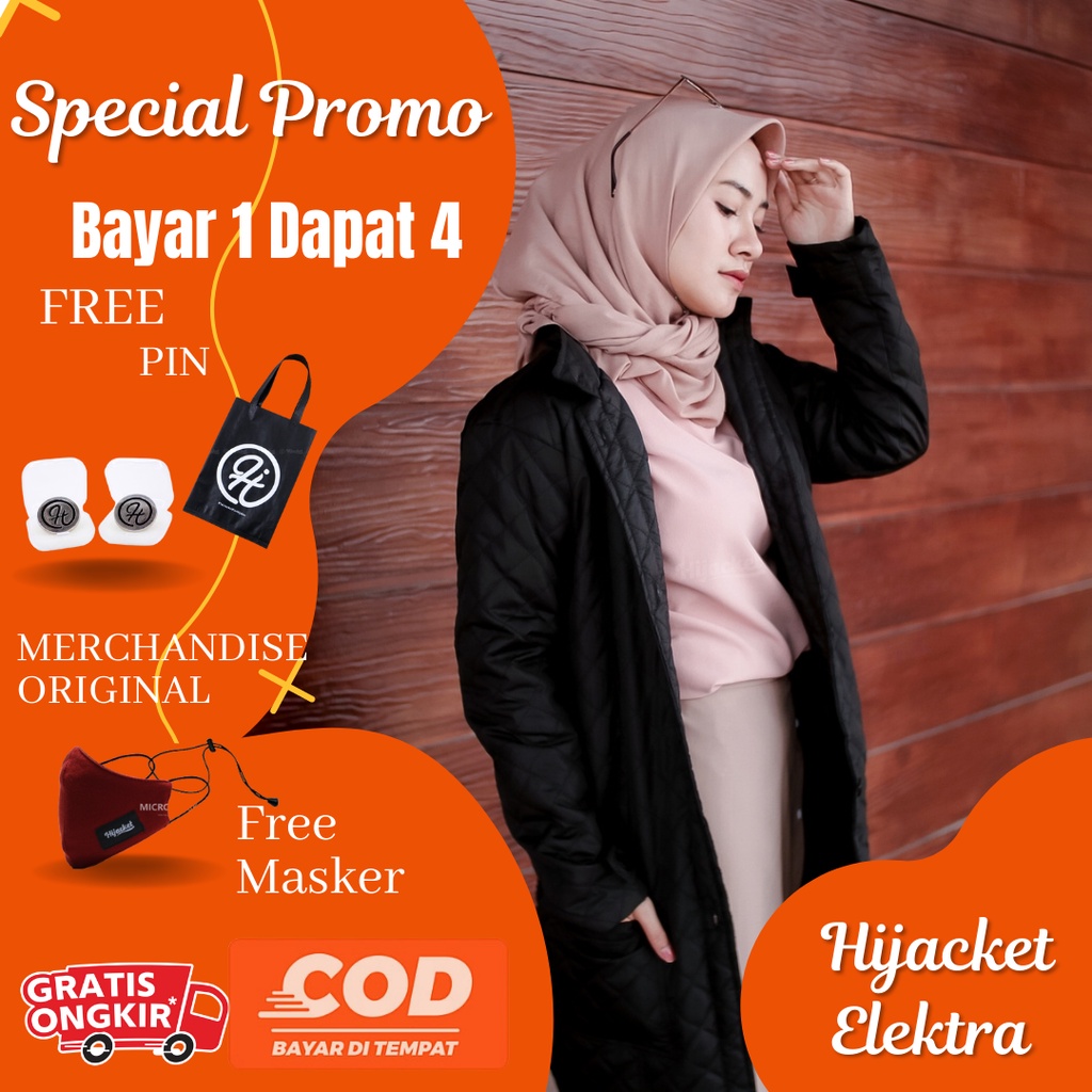 Hijacket Belva Jaket parasut tebal wanita hijab style long jacket kekinian