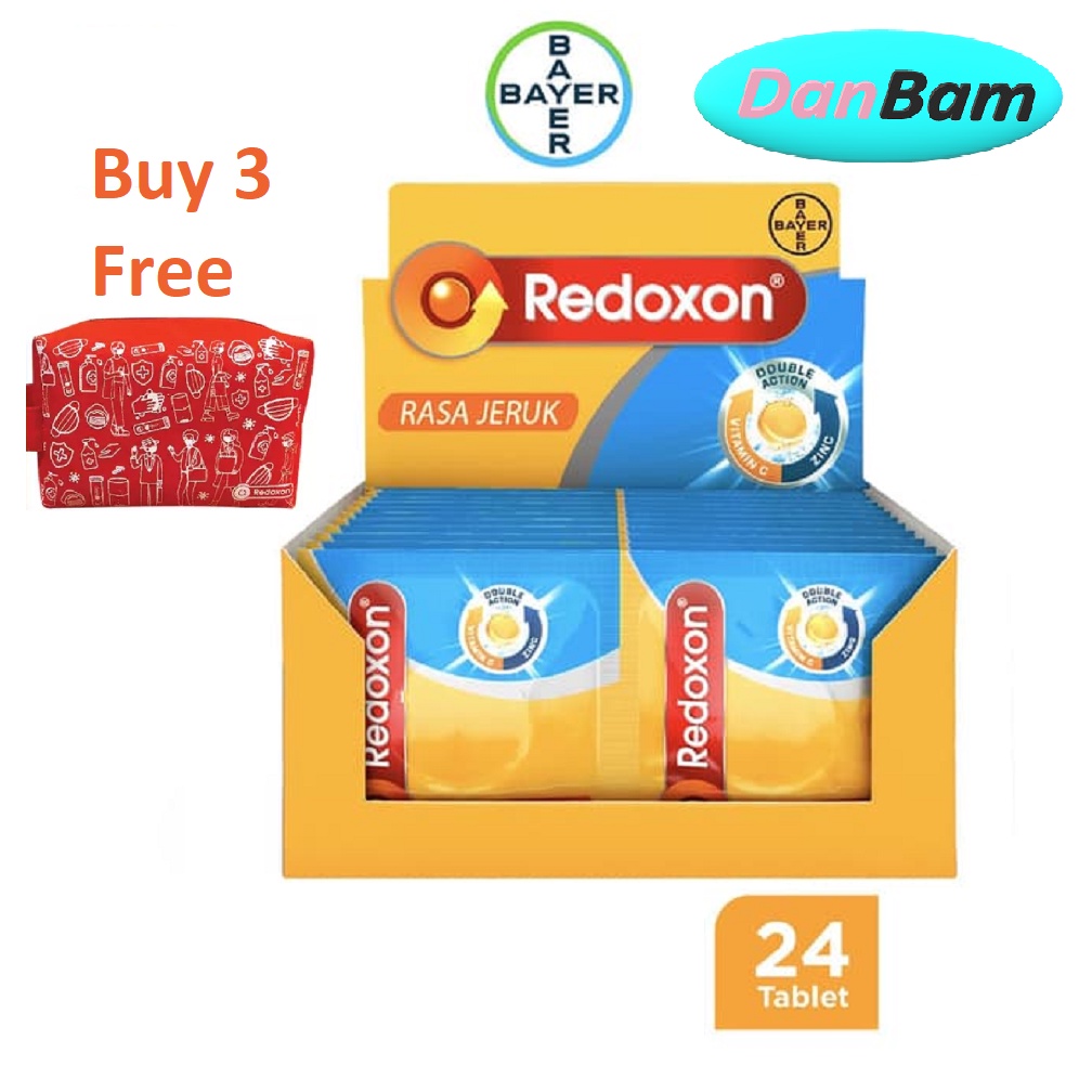 Redoxon Vitamin C, D &amp; Zinc Rasa Jeruk 1 Box Isi 24 Tablets