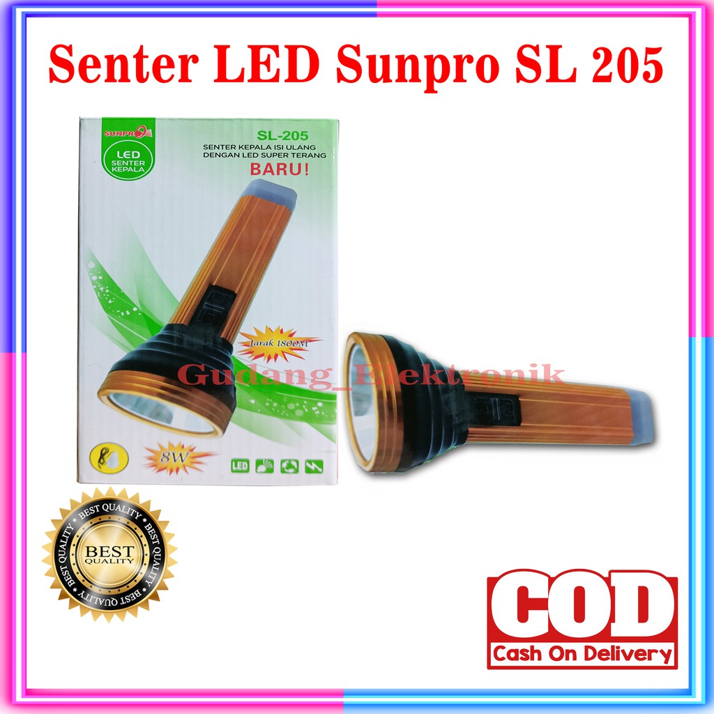 Senter Sunpro SL205 8W 8 Watt Jarak 1800M