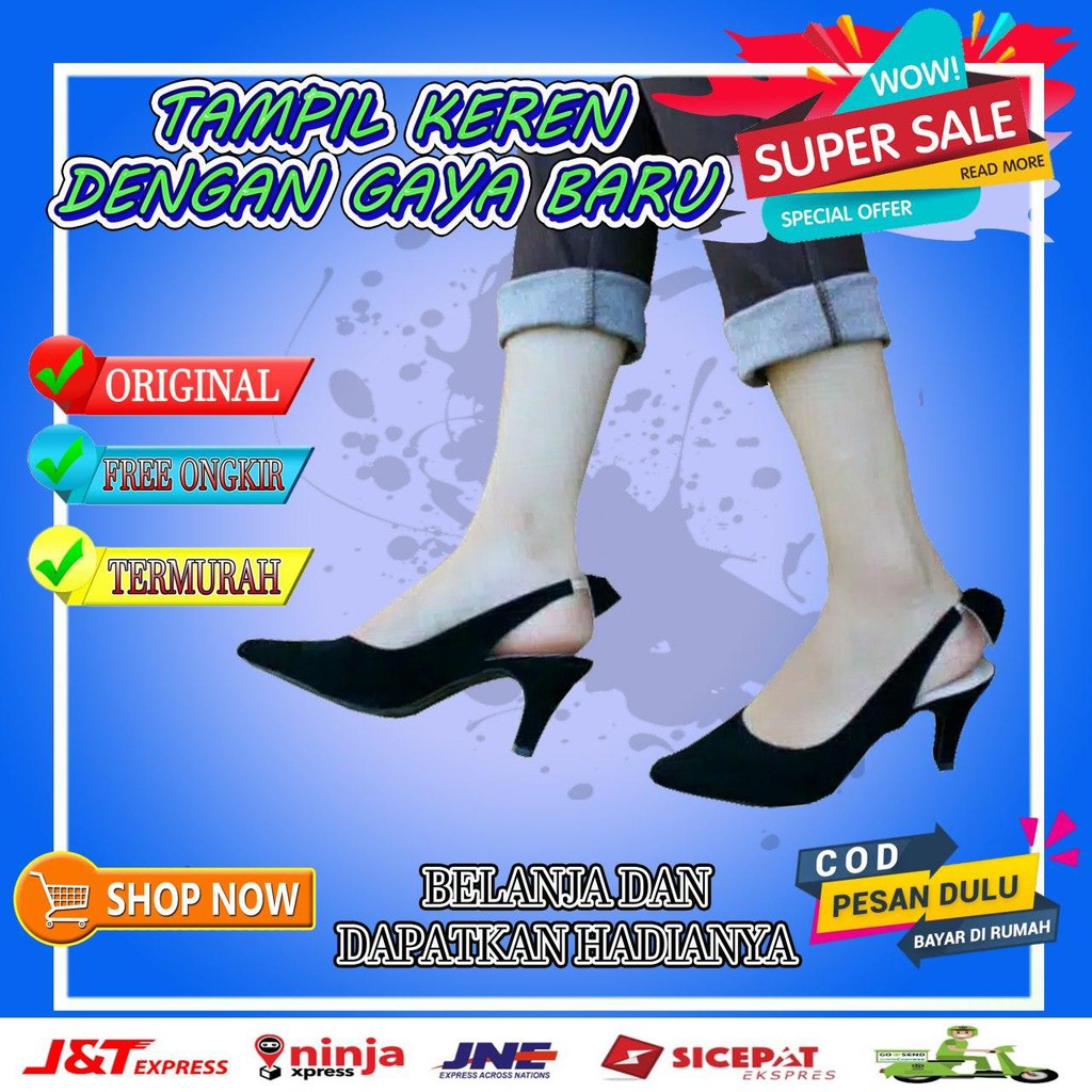 Sepatu Slop Kondangan Wanita Kerja Kantoran Sepatu Heels Hak Tali Wanita Jinjit Sepatu Santai SL 17