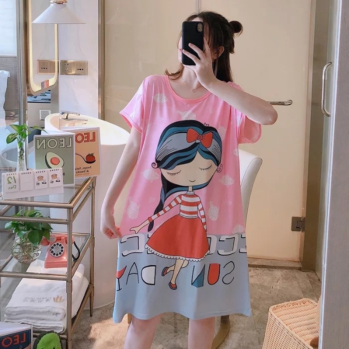 Blackpink Pakaian Wanita Baju Tidur Wanita Import Daster Motif Kartun Longgar Korea 4017