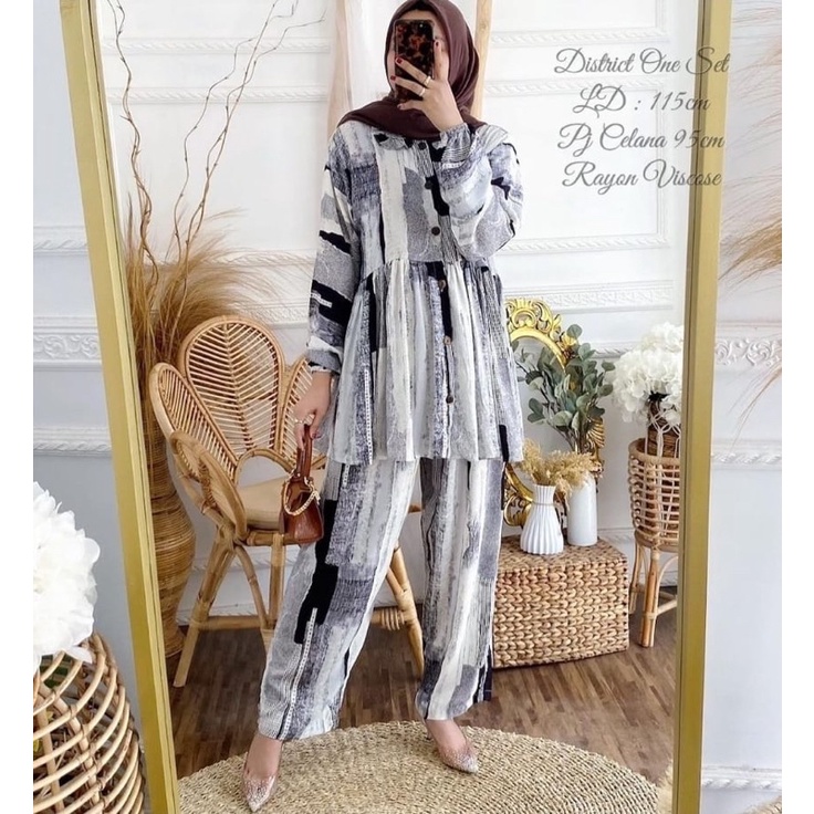 (RPA) ONE SET ARMYDO DAILY KEMEJA OVERSIZE BLOUSE BUSUI RAYON UNIQLO