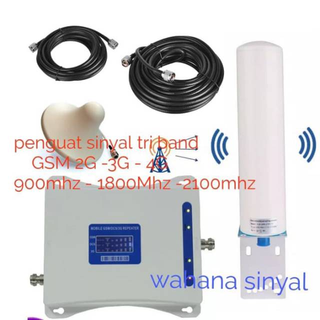 Repeater Penguat Sinyal Hp Gsm Tri Band 2g 3g 4g 900 Mhz 1800hz 2100 Mhz Shopee Indonesia