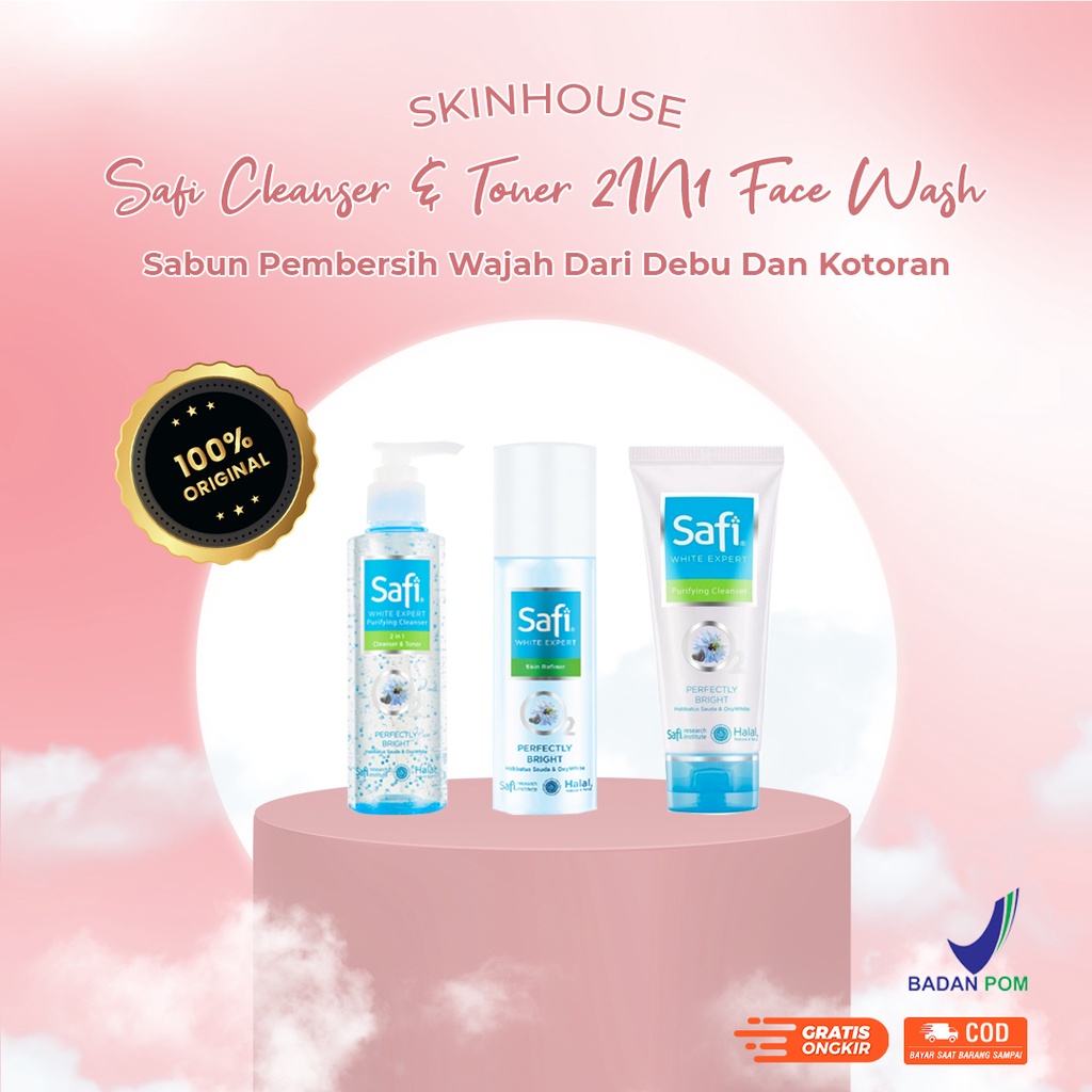 Skinhouseid Safi Cleanser &amp; Toner 2IN1 Face Wash BPOM Sabun Pembersih Wajah Dari Debu Dan Kotoran