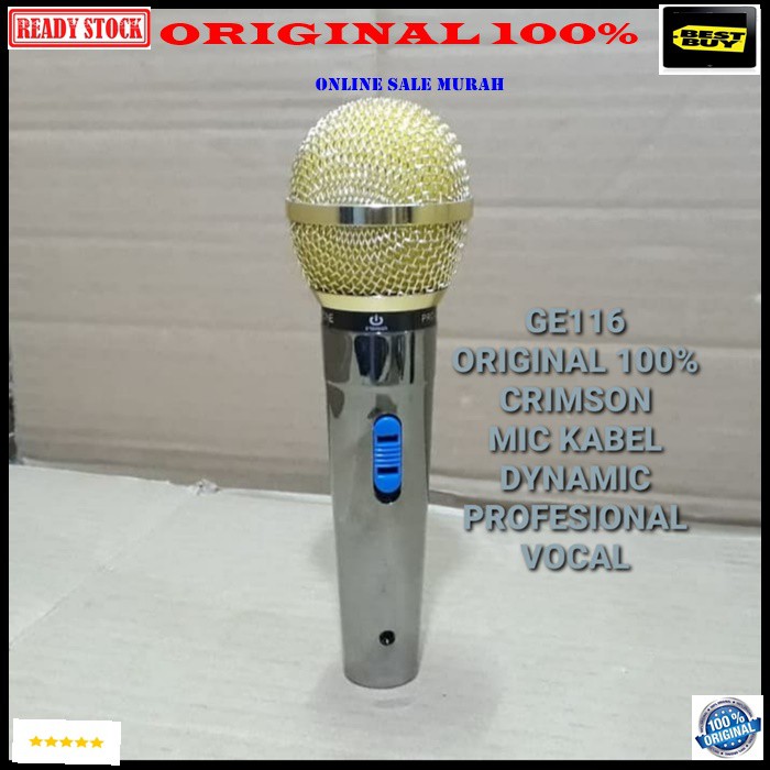 G116 ORIGINAL Crimson mic kabel dynamic Microphone cable mik karaoke mikrophone profesional pro musik music audio sound sistem system vokal vocal panggung dj studio  BISA DIGUNAKAN KE SEGALA ALAT AUDIO  Bahan besi  DYNAMIC MICROPHONE