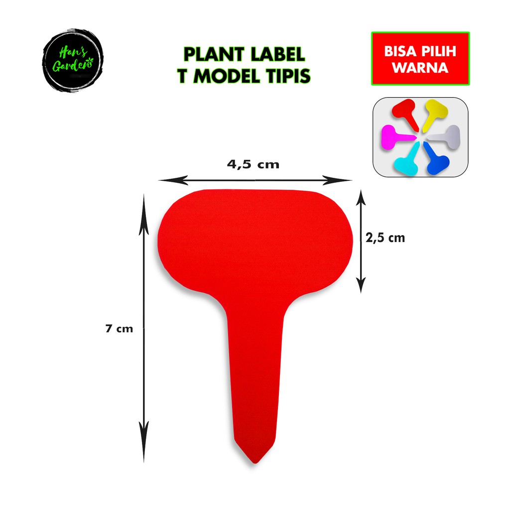 Tag tanaman model T tipis 6 cm