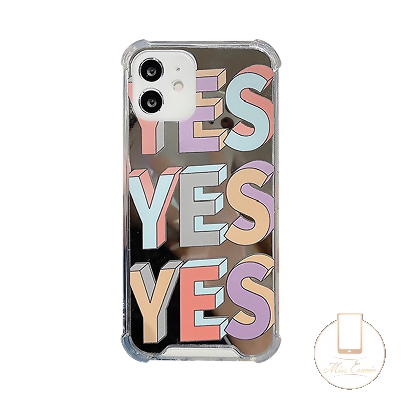 Casing iPhone 11 7Plus 8Plus XR X XS Max 13 12 Pro Max 7 8 Plus SE 2020 Shockproof Motif Tulisan YES