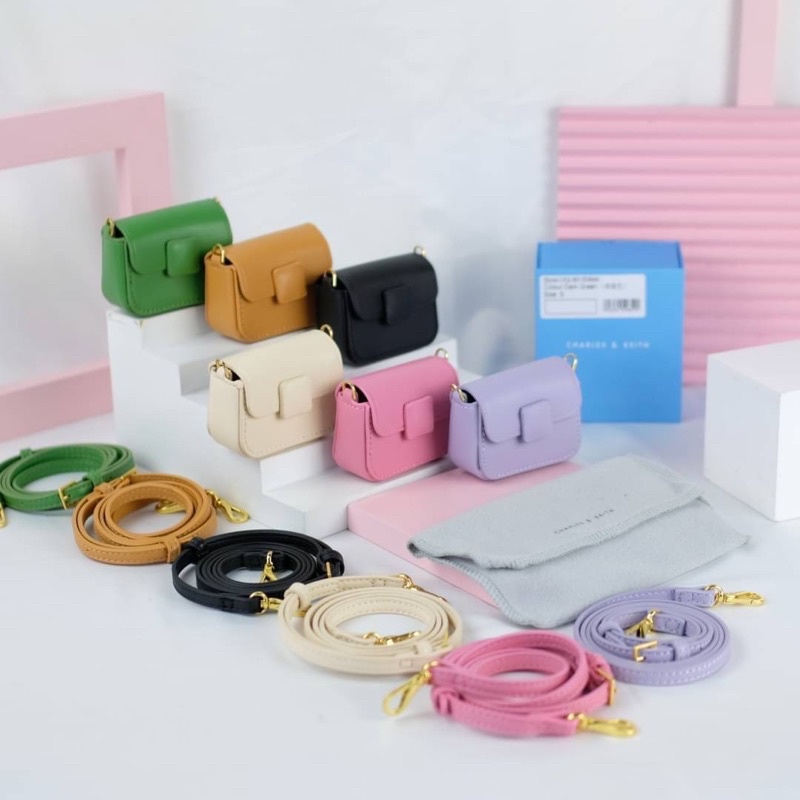 Tas Selempang Kecil Wanita CK Mini Cute Fashion Slingbag Premium Import, Hitam Black Ungu Muda Lilac