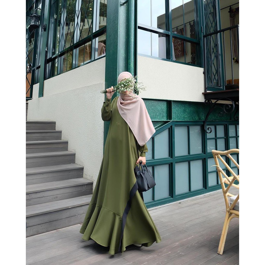 HD16:SENJA MAXI WARNA HIJAU ARMY SERIES matt SHAKILA HQ FASHION MUSLIM WANITA TERBARU CASUAL