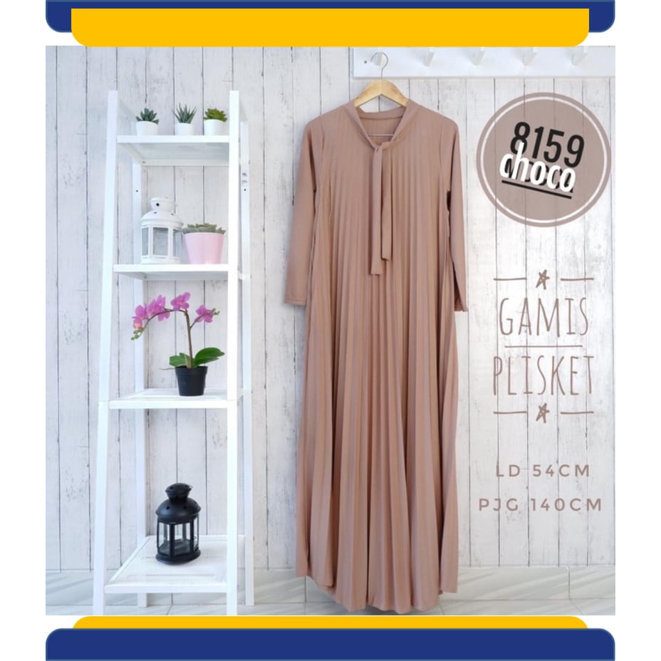 liza bd 8159 gamis-paulina maxy plisket jumbo xxl muslim tali ukuran bigsize bumil melar polos
